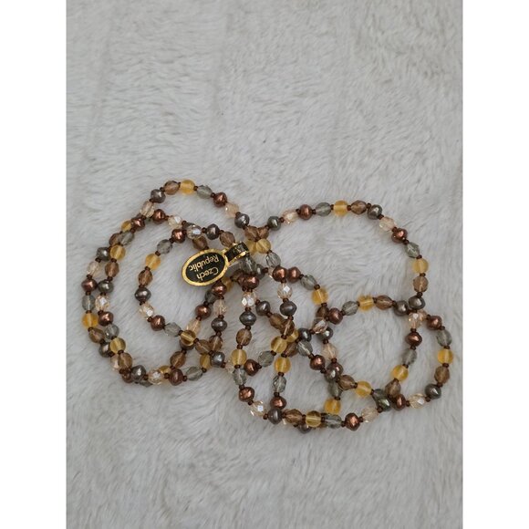 Joan Rivers Classics Collection Czech Crystal Beaded Necklaces Amber & Bronze Se - Picture 7 of 7